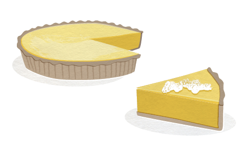 A pie with a one slice taken out and on the side.